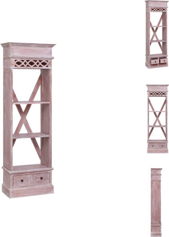 VidaXL Boekenkast Mahoniehout 60 x 30 x 175 cm Whitewash Kast