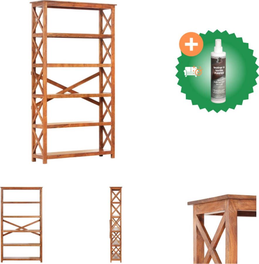 VidaXL Boekenkast Massief Acaciahout Honingkleurig 100x30x180 cm Kast Inclusief Reiniger