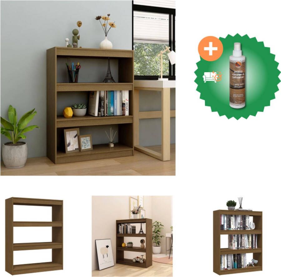 VidaXL Boekenkast kamerscherm 100x30x103 cm grenenhout honingbruin Kast Inclusief Houtreiniger en verfrisser