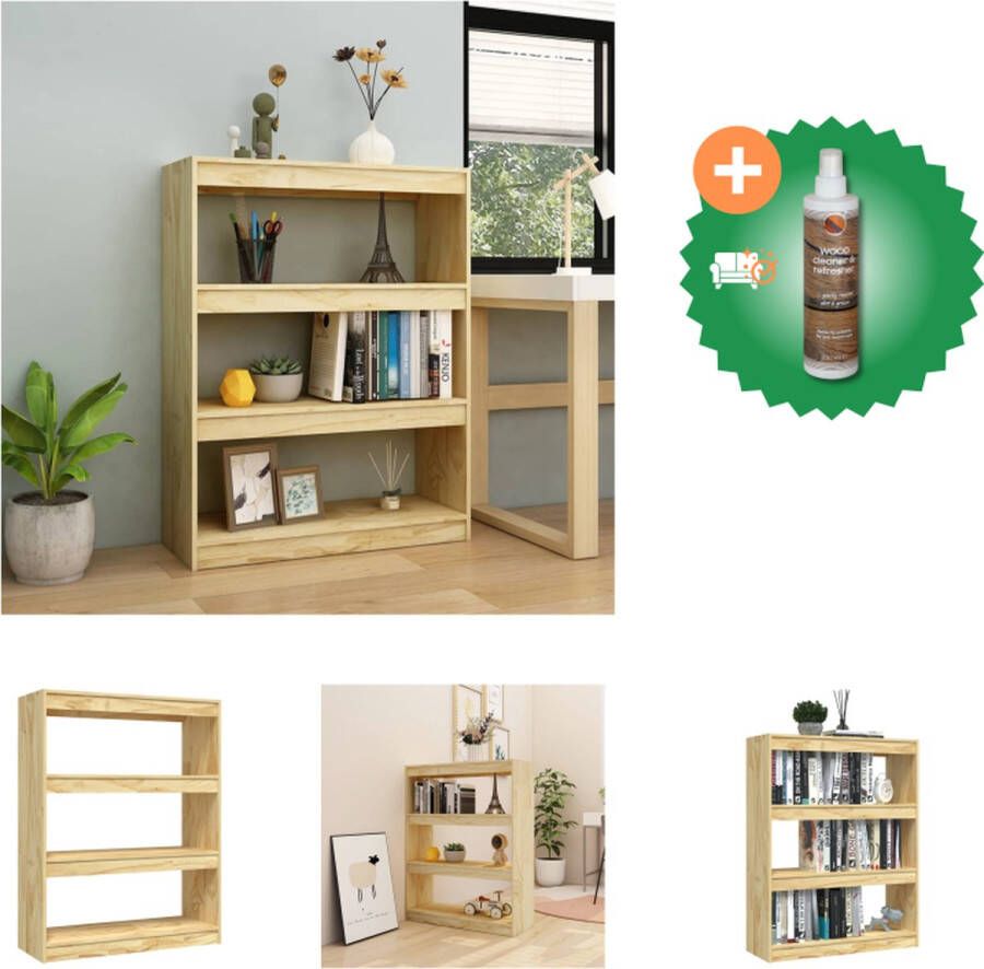 VidaXL Boekenkast Massief grenenhout 100 x 30 x 103 cm Ruim en stijlvol Kast Inclusief Houtreiniger en verfrisser