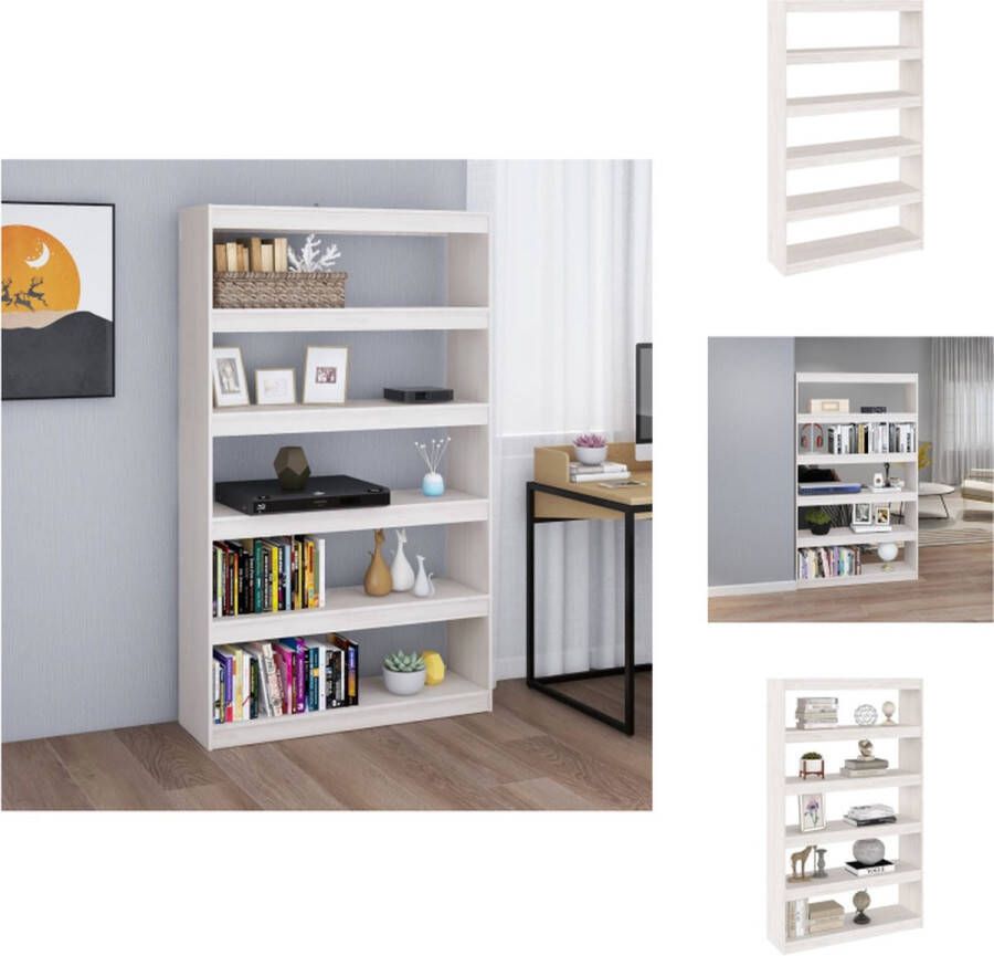 VidaXL Boekenkast Massief Grenenhout 100 x 30 x 167.5 Wit Kast