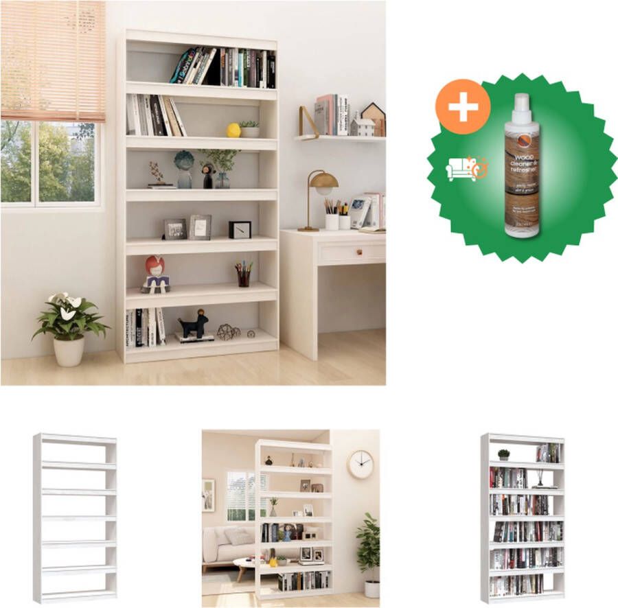 VidaXL Boekenkast kamerscherm 100x30x200 cm massief grenenhout wit Kast Inclusief Houtreiniger en verfrisser