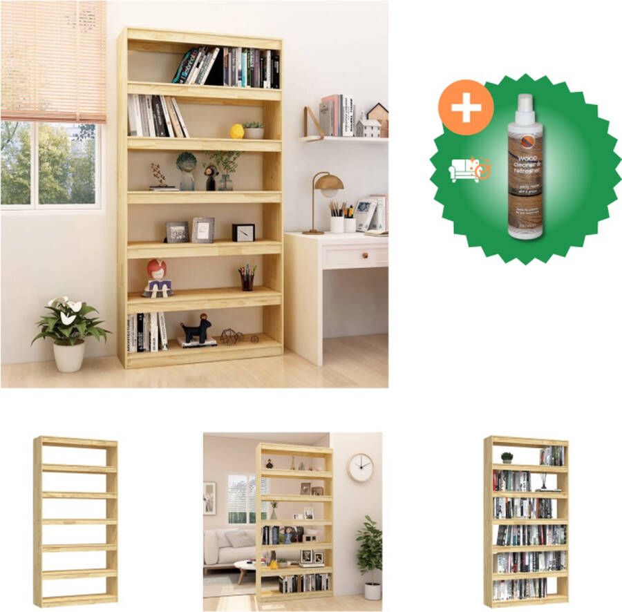 VidaXL Boekenkast Massief grenenhout 100 x 30 x 200 cm Stevig Duurzaam Kast Inclusief Houtreiniger en verfrisser
