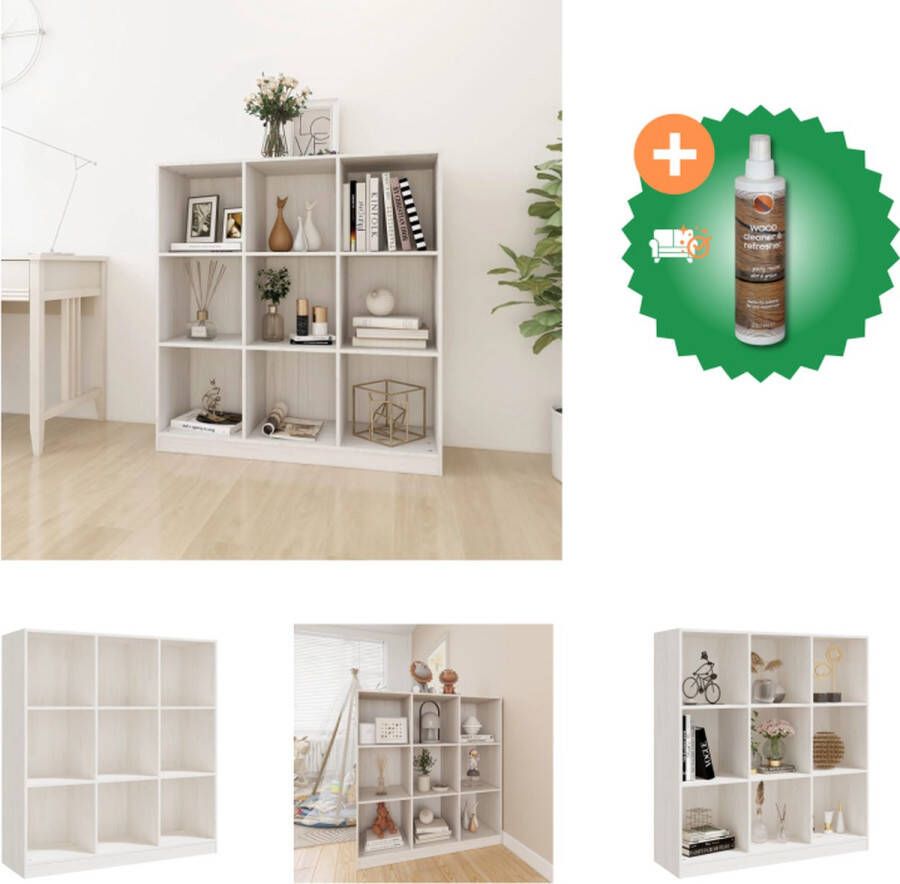 VidaXL Boekenkast kamerscherm 104x33-5x110 cm massief grenenhout wit Kast Inclusief Houtreiniger en verfrisser