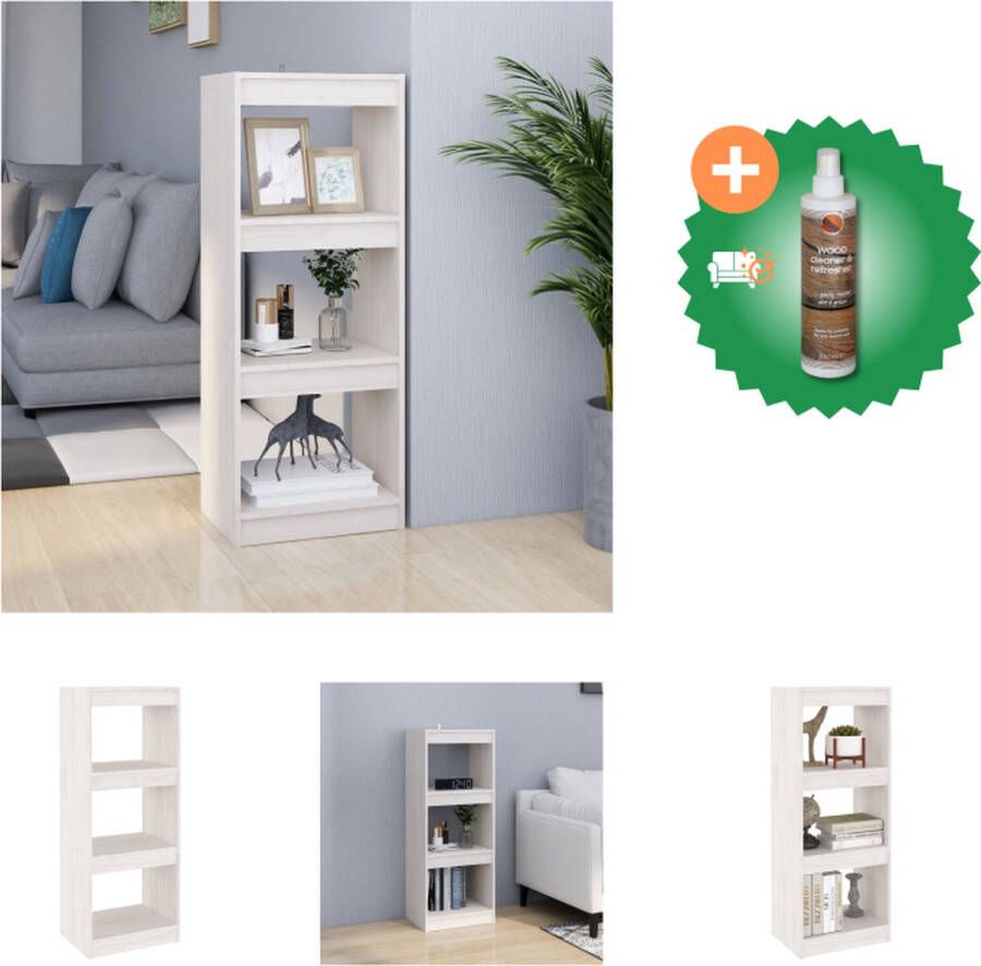 VidaXL Boekenkast kamerscherm 40x30x103-5 cm massief grenenhout wit Kast Inclusief Houtreiniger en verfrisser