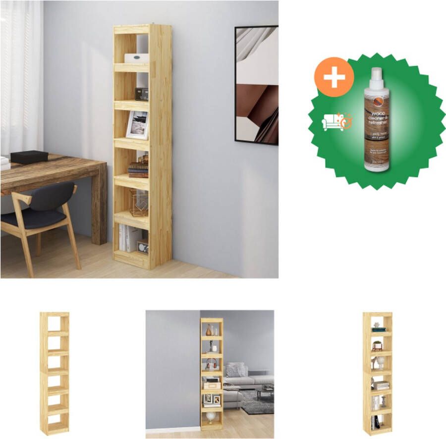 VidaXL Boekenkast Massief Grenenhout 40 x 30 x 199 cm 6 Ruime Vakken Kast Inclusief Houtreiniger en verfrisser