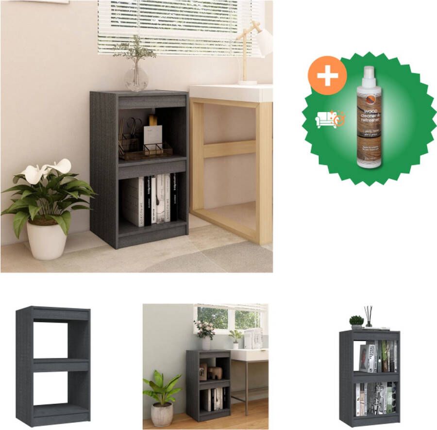 VidaXL Boekenkast Massief grenenhout 40 x 30 x 71.5 cm Grijs Kast Inclusief Houtreiniger en verfrisser
