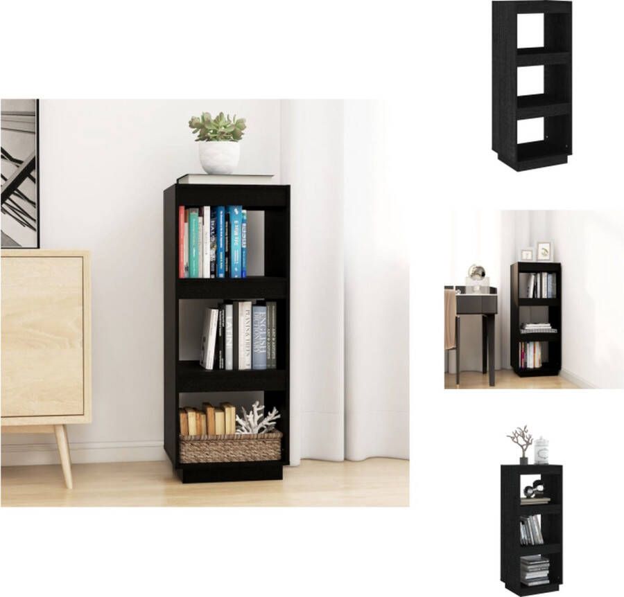 VidaXL Boekenkast Boekenkasten Houten Boekenkast Kamerscherm Boekenkast kamerscherm 40x35x103 cm massief grenenhout zwart