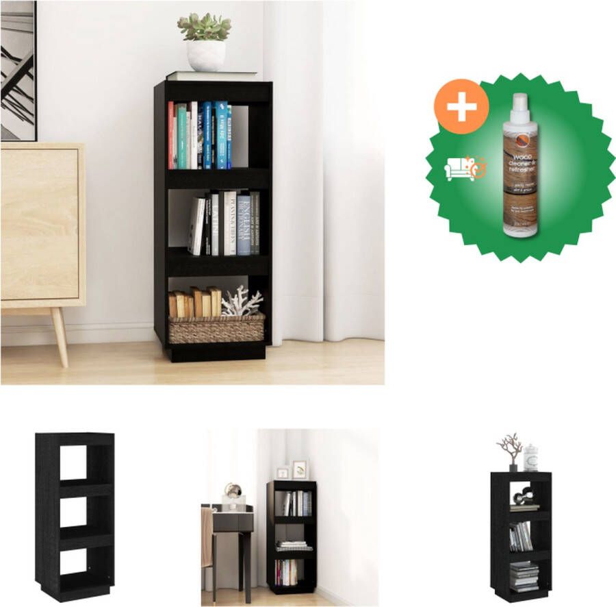 VidaXL Boekenkast kamerscherm 40x35x103 cm massief grenenhout zwart Kast Inclusief Houtreiniger en verfrisser