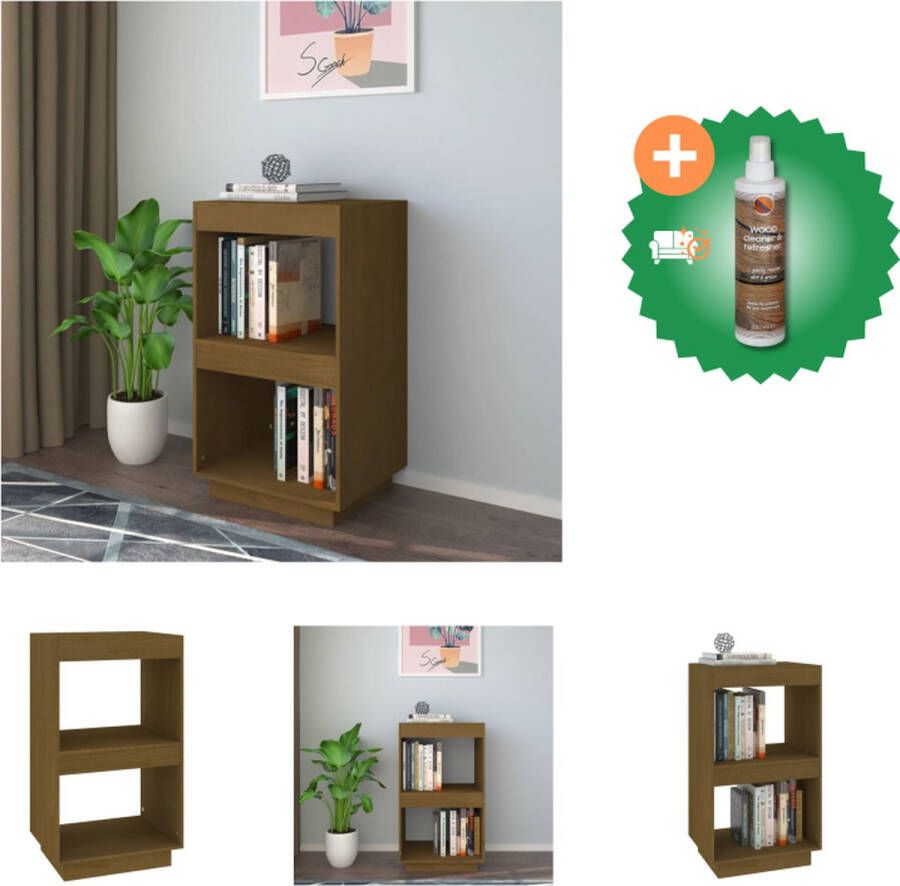 VidaXL Boekenkast Massief Grenenhout 40 x 35 x 71 cm Honingbruin Kast Inclusief Houtreiniger en verfrisser