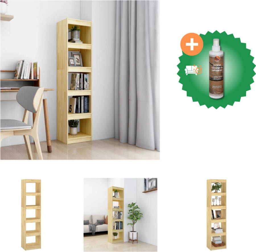 VidaXL Boekenkast Massief Grenenhout-40x30x167.5 cm -Scheidingswand Kast Inclusief Houtreiniger en verfrisser