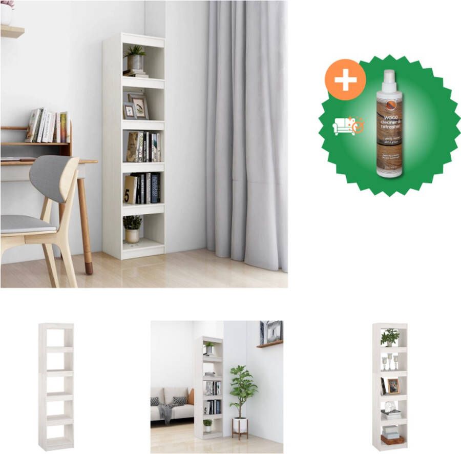VidaXL Boekenkast kamerscherm 40x30x167-5 cm massief grenenhout wit Kast Inclusief Houtreiniger en verfrisser