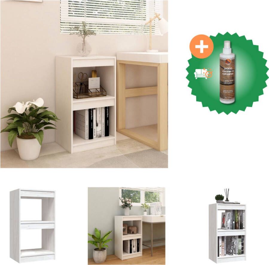VidaXL Boekenkast 40x30x71-5 cm massief grenenhout wit Kast Inclusief Houtreiniger en verfrisser