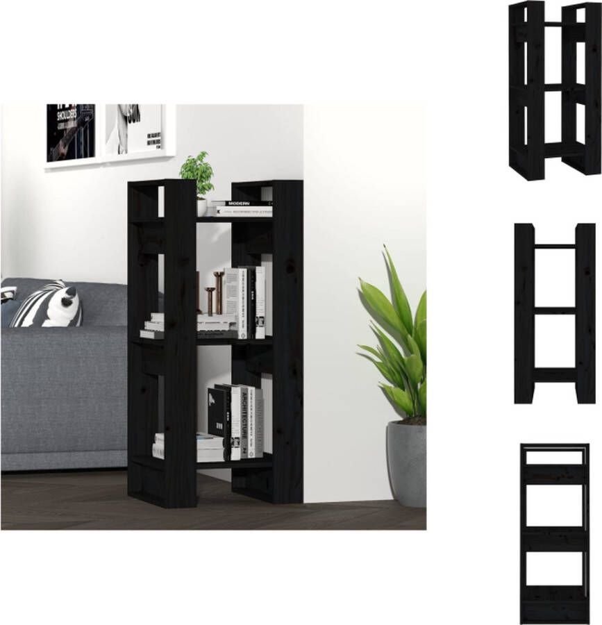 VidaXL Boekenkast Boekenkasten Boeken Kast Boekenkast kamerscherm 41x35x91 cm massief grenenhout zwart