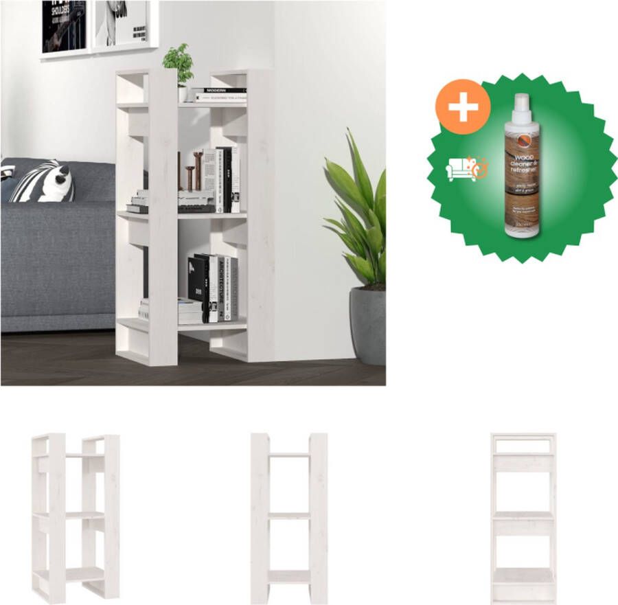 VidaXL Boekenkast kamerscherm 41x35x91 cm massief grenenhout wit Kast Inclusief Houtreiniger en verfrisser