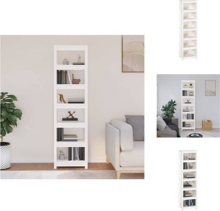 VidaXL Boekenkast Massief grenenhout 50 x 35 x 183 cm Wit Kast