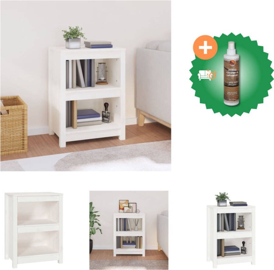 VidaXL Boekenkast Massief Grenenhout 50 x 35 x 68 cm Wit Kast Inclusief Houtreiniger en verfrisser