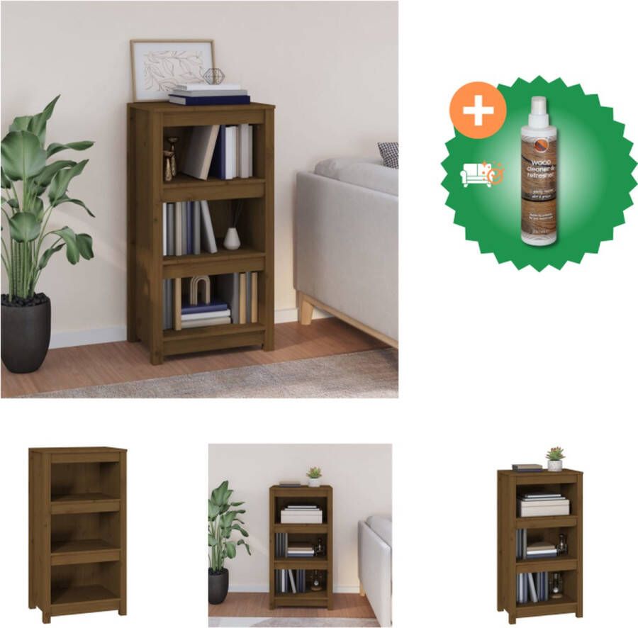 VidaXL Boekenkast Massief Grenenhout 50 x 35 x 97 cm Honingbruin Kast Inclusief Houtreiniger en verfrisser