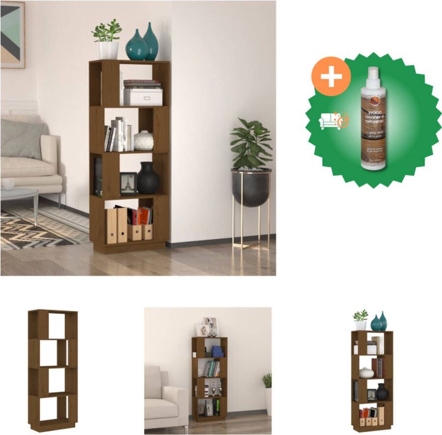 VidaXL Boekenkast kamerscherm 51x25x132 cm grenenhout honingbruin Kast Inclusief Houtreiniger en verfrisser