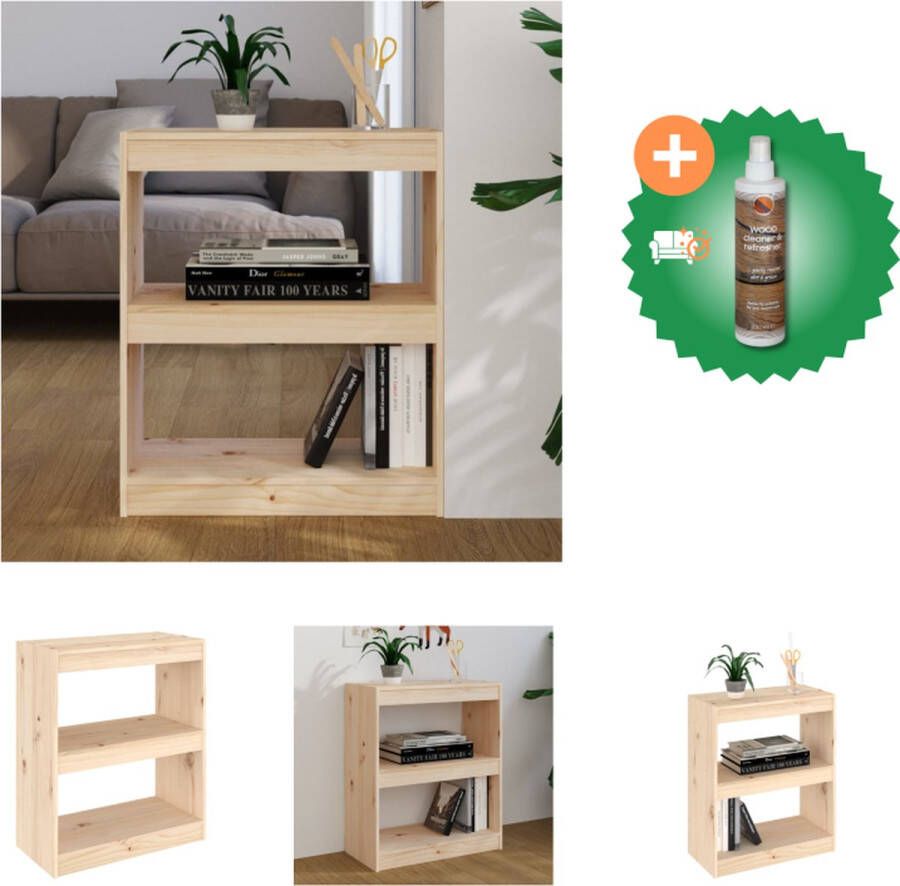 VidaXL Boekenkast Massief grenenhout 60 x 30 x 71.5 cm Ruime vakken Kast Inclusief Houtreiniger en verfrisser