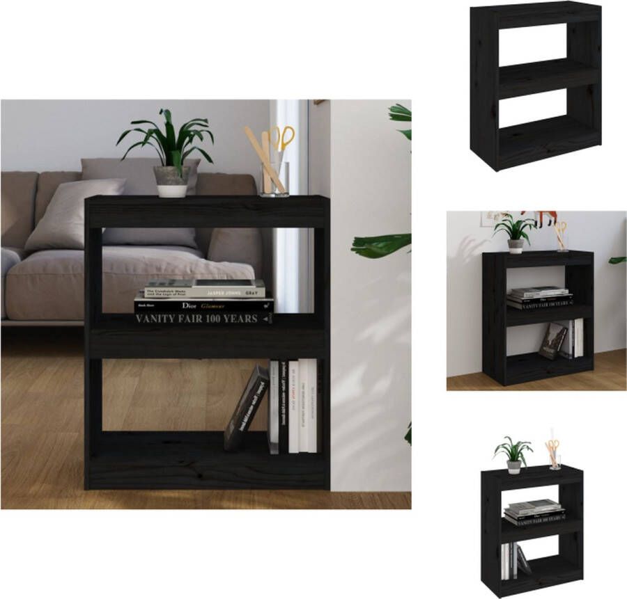 VidaXL Boekenkast Boekenkasten Opbergkast Kast Boekenkast kamerscherm 60x30x71 5 cm massief grenenhout zwart - Foto 2