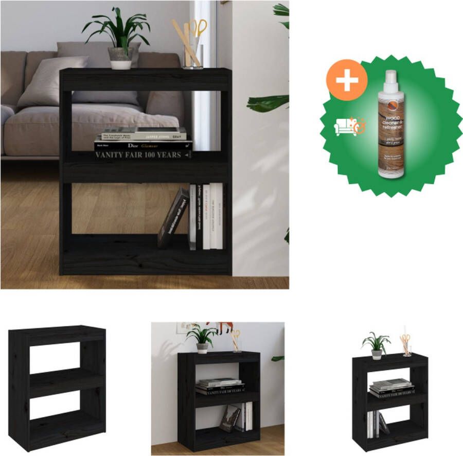 VidaXL Boekenkast kamerscherm 60x30x71-5 cm massief grenenhout zwart Kast Inclusief Houtreiniger en verfrisser