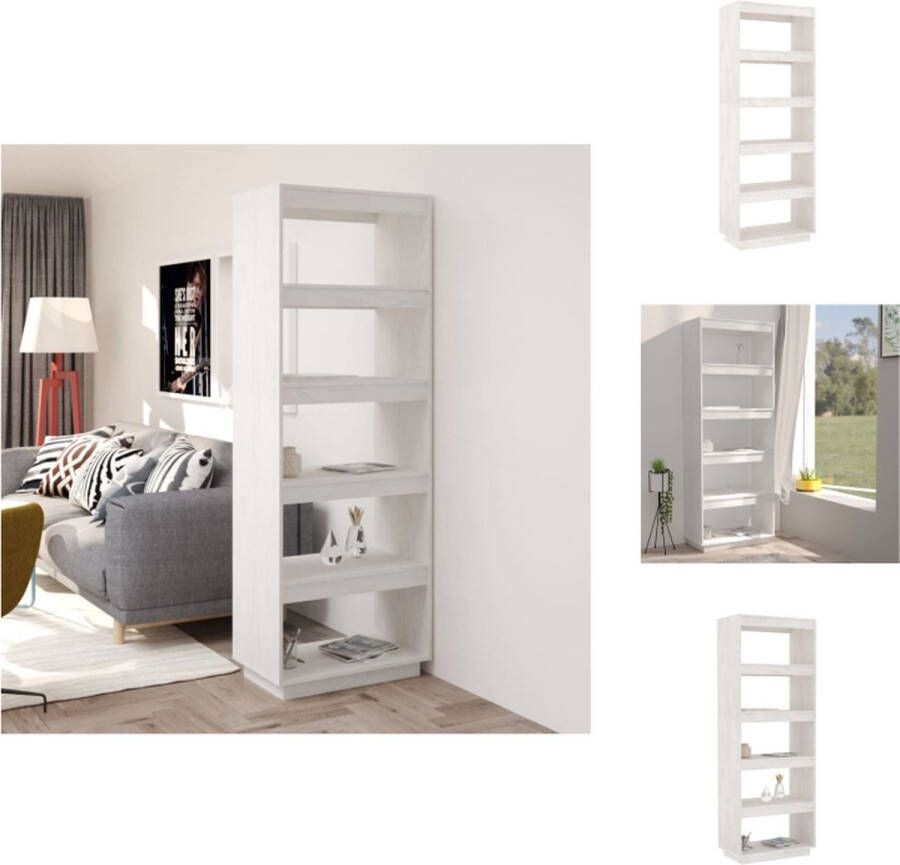 vidaXL Boekenkast massief grenenhout 60 x 35 x 167 cm wit Kast