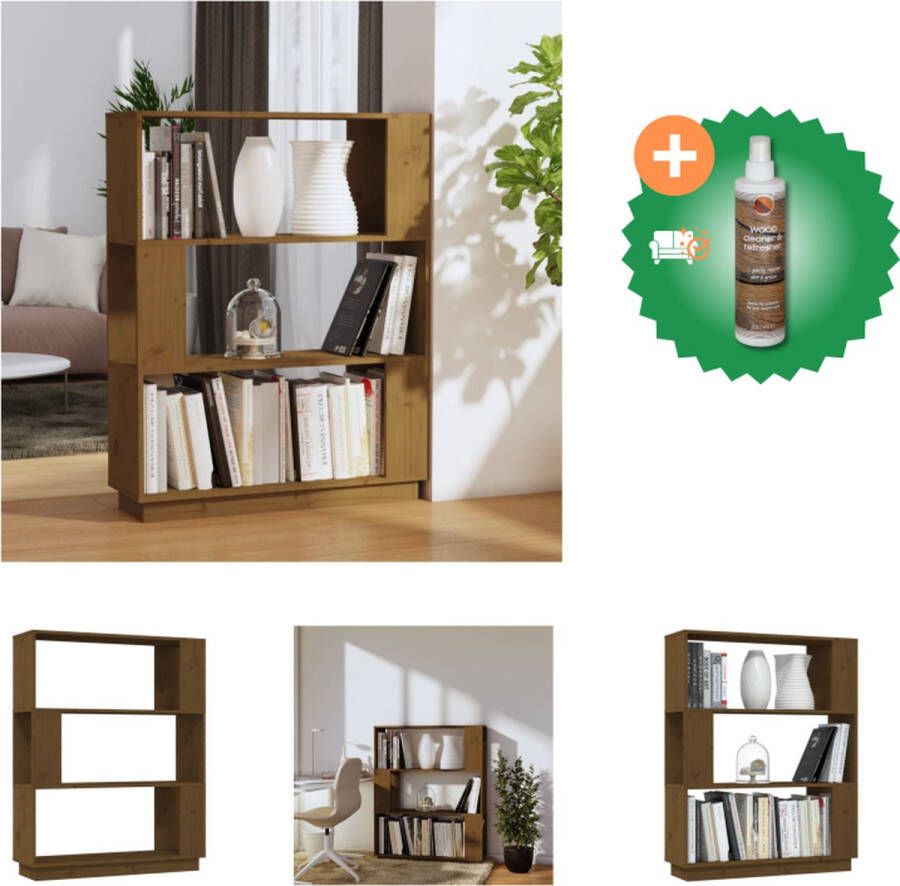 VidaXL Boekenkast kamerscherm 80x25x101 cm massief hout honingbruin Kast Inclusief Houtreiniger en verfrisser