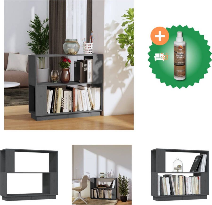 VidaXL Boekenkast kamerscherm 80x25x70 cm massief grenenhout grijs Kast Inclusief Houtreiniger en verfrisser
