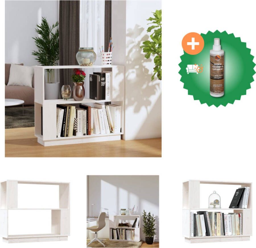 VidaXL Boekenkast kamerscherm 80x25x70 cm massief grenenhout wit Kast Inclusief Houtreiniger en verfrisser