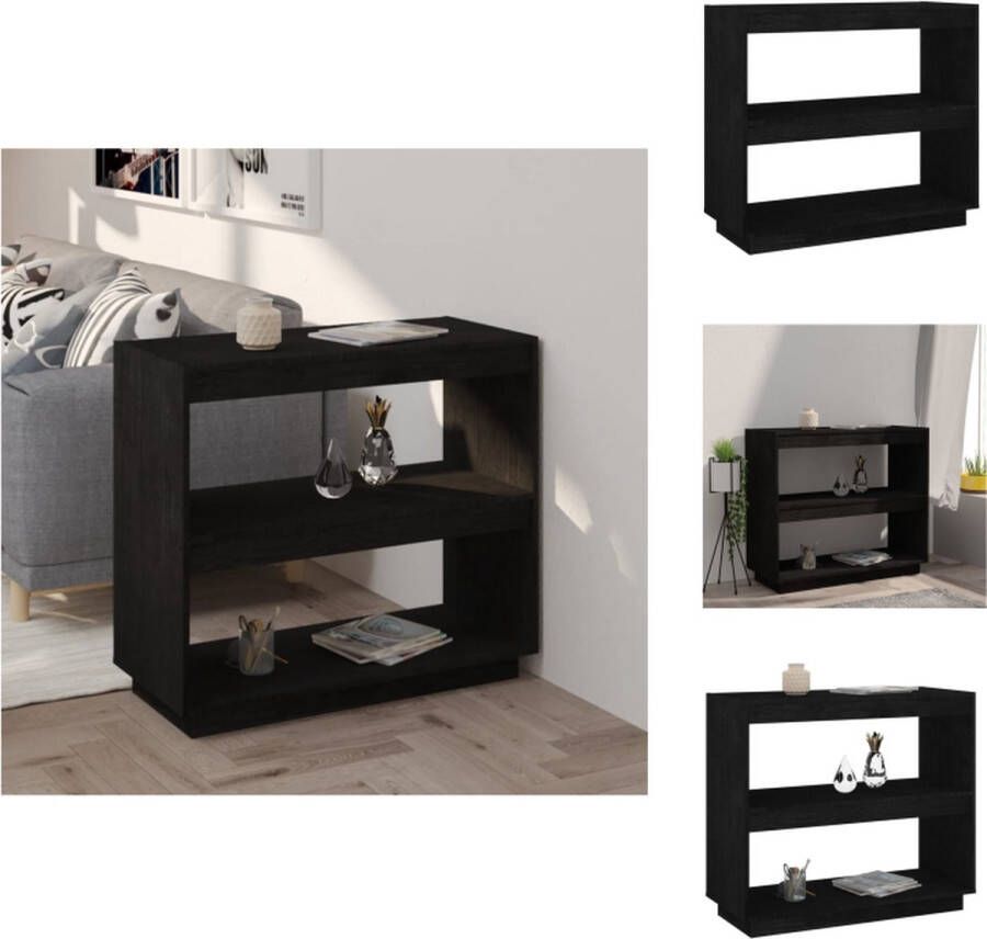 vidaXL Boekenkast Massief Grenenhout 80 x 35 x 71 cm Zwart Kast