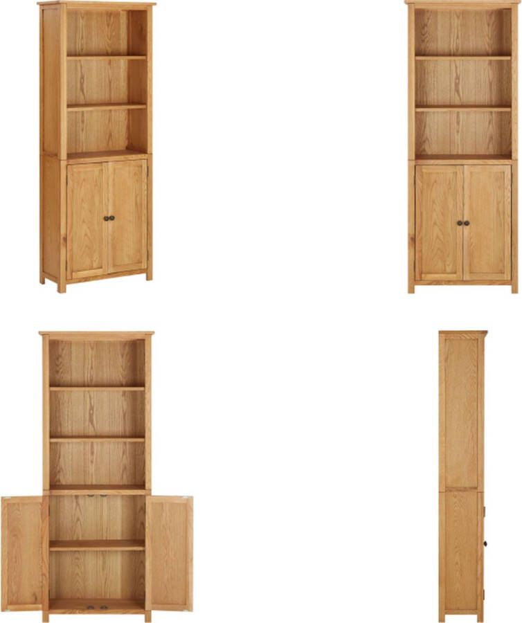 VidaXL Boekenkast met 2 deuren 70x30x180 cm massief eikenhout Boekenkast Boekenkasten Kast Kasten