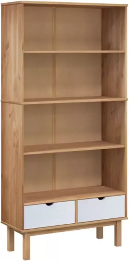 VidaXL -Boekenkast-OTTA-2-lades-massief-grenenhout-bruin-en-wit - Foto 2