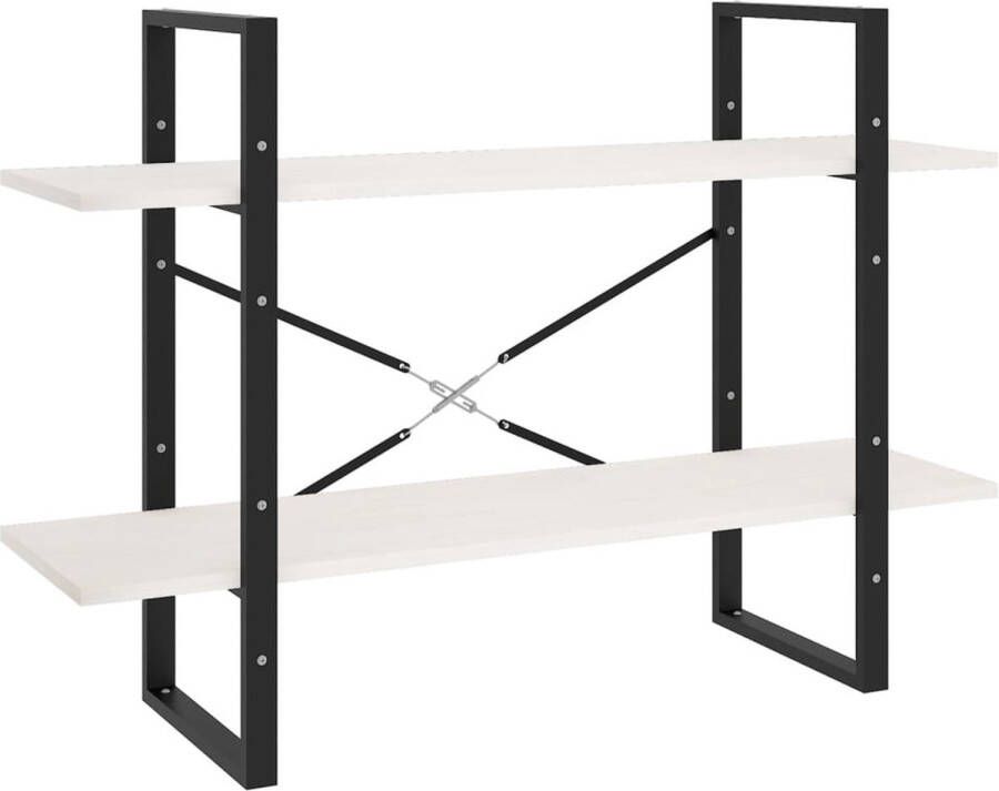 VidaXL Boekenkast 2 schappen Wit Grenenhout Boekenkast Houten Boekenkast Industrieel Design Bibliotheek Opbergruimte Woonkamer Slaapkamer Grijze Boekenkast Wit