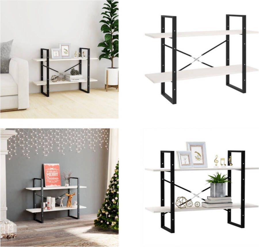 VidaXL Boekenkast met 2 schappen 100x30x70 cm massief grenenhout wit Boekenkast Boekenkasten Houten Boekenkast Houten Boekenkasten