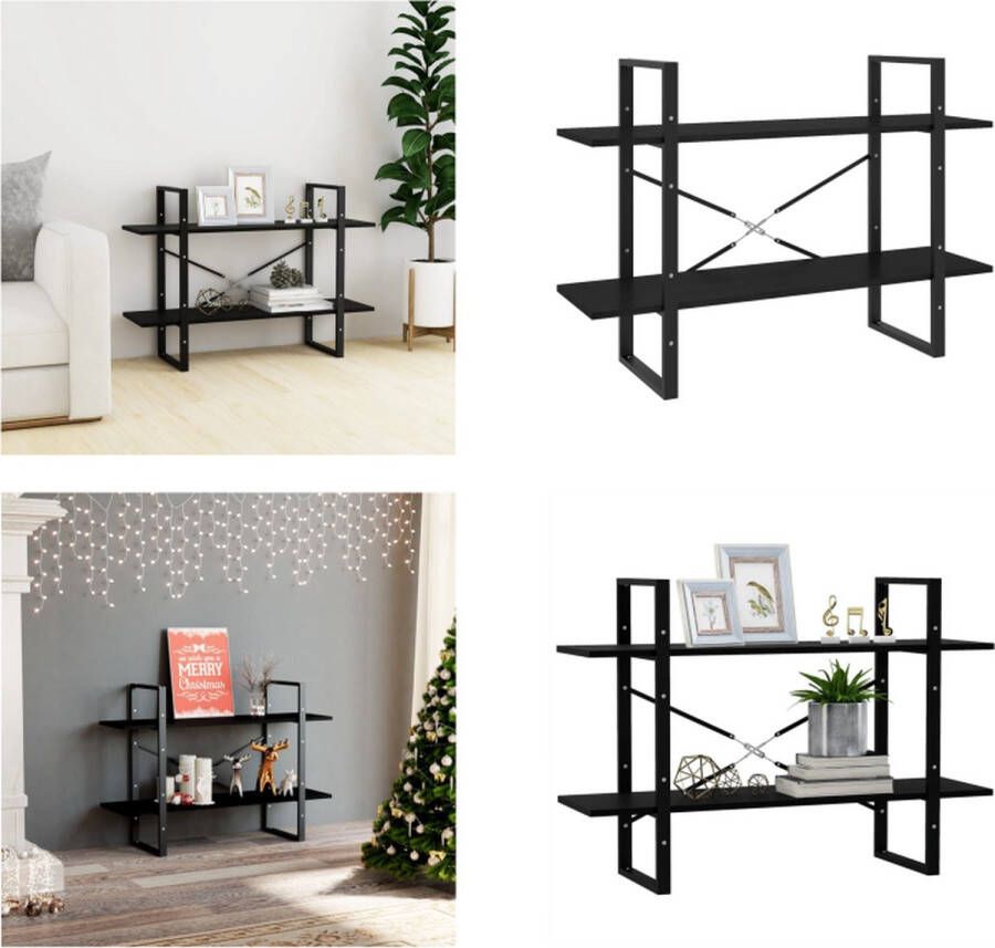 VidaXL Boekenkast met 2 schappen 100x30x70 cm massief grenenhout zwart Boekenkast Boekenkasten Houten Boekenkast Houten Boekenkasten