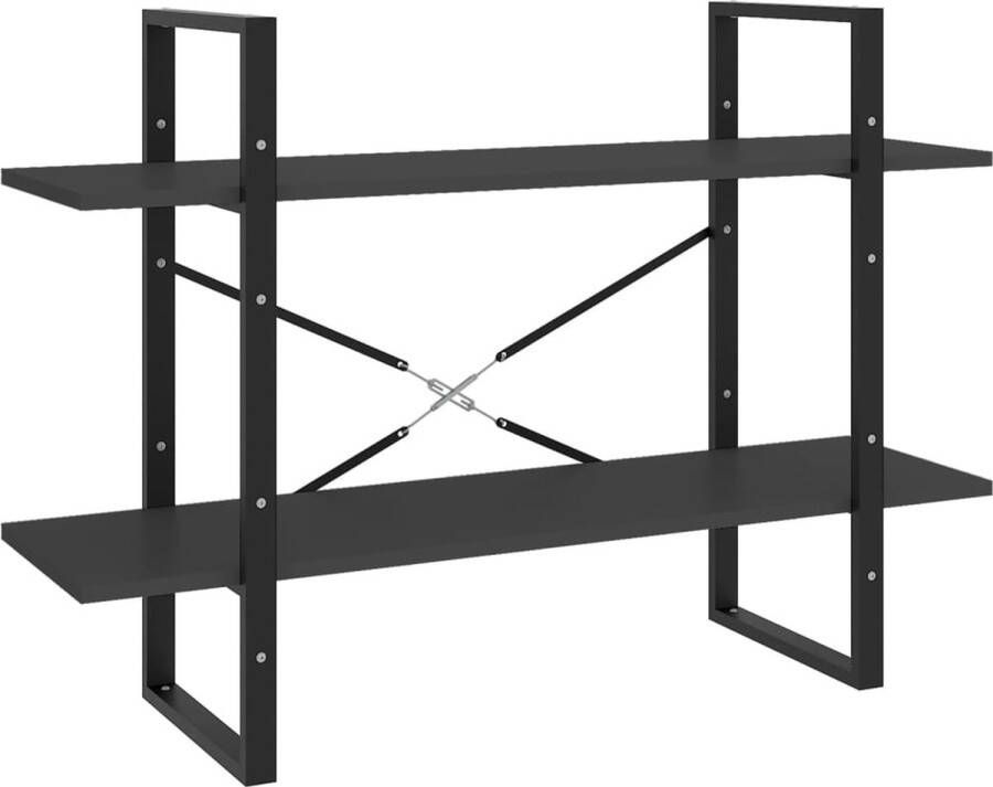 VidaXL Boekenkast 2 schappen 100x30x70 cm Grijs Boekenkast Industrieel Design Houten Boekenkast Grijze Boekenkast Boekenplank