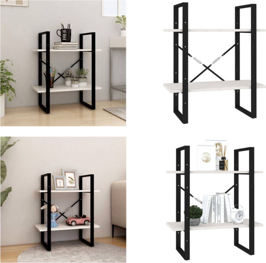 VidaXL Boekenkast met 2 schappen 40x30x70 cm massief grenenhout wit Boekenkast Boekenkasten Houten Boekenkast Houten Boekenkasten