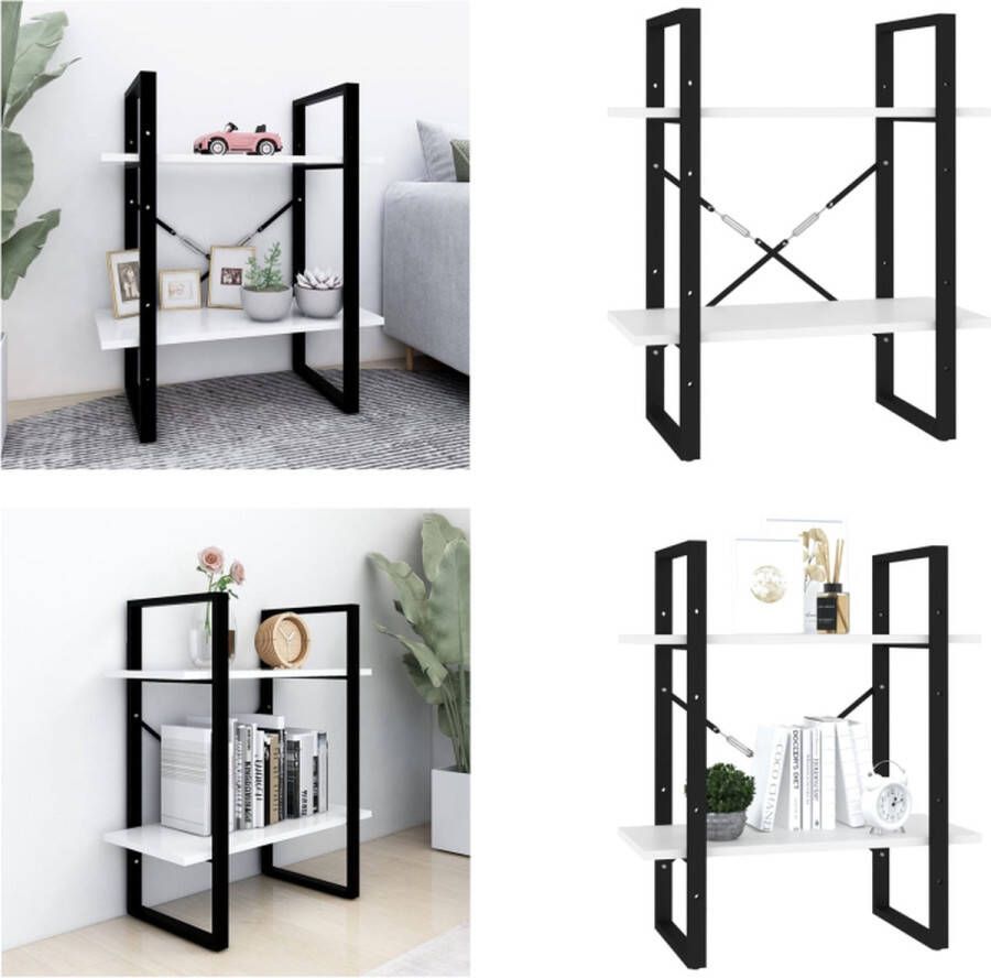 VidaXL Boekenkast met 2 schappen 60x30x70 cm bewerkt hout wit Boekenkast Boekenkasten Kast Kasten
