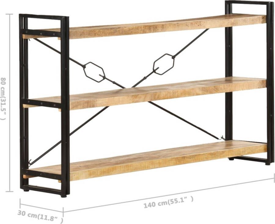 VidaXL -Boekenkast-met-3-schappen-140x30x80-cm-massief-mangohout