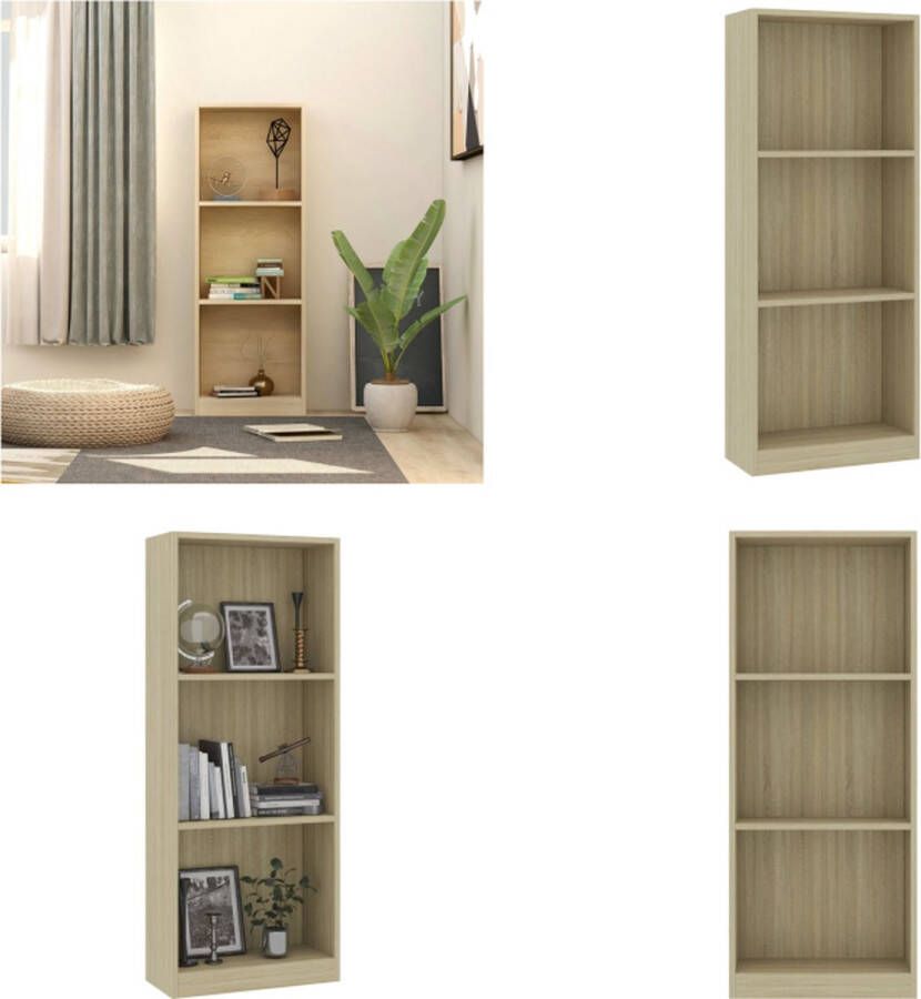 vidaXL Boekenkast met 3 schappen 40x24x108 cm bewerkt hout sonoma eik Boekenkast Boekenkasten Kast Kasten