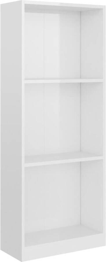 VidaXL -Boekenkast-met-3-schappen-40x24x108-cm-spaanplaat-hoogglans-wit - Foto 1