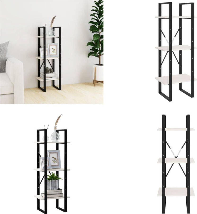 VidaXL Boekenkast met 3 schappen 40x30x105 cm massief grenenhout wit Boekenkast Boekenkasten Houten Boekenkast Houten Boekenkasten