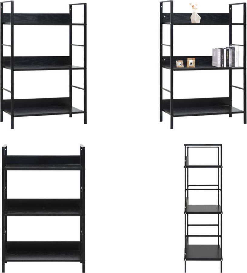 VidaXL Boekenkast met 3 schappen 60x27 6x90 5 cm bewerkt hout zwart Schappenkast Schappenkasten Opbergkast Opbergkasten