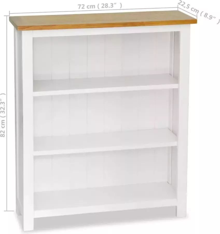 VidaXL Boekenkast met 3 schappen 72x22 5x82 cm massief eikenhout