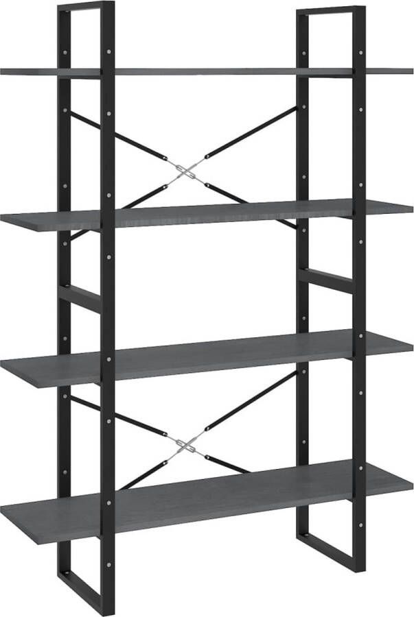 VidaXL Boekenkast 4 schappen 100x30x140 cm Grijs Boekenkast Houten Boekenkast Industrieel Boekenkast Bibliotheek Opslagkast