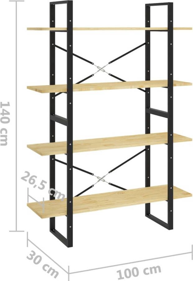 VidaXL -Boekenkast-met-4-schappen-100x30x140-cm-massief-grenenhout - Foto 3