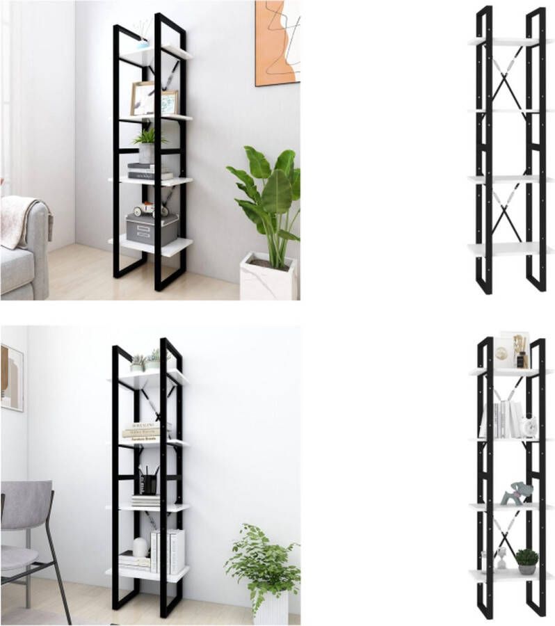 VidaXL Boekenkast met 4 schappen 40x30x140 cm bewerkt hout wit Boekenkast Boekenkasten Kast Kasten
