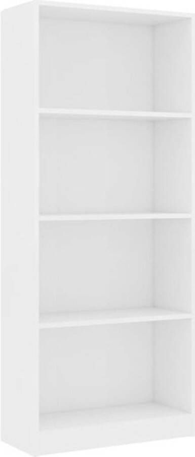 VidaXL -Boekenkast-met-4-schappen-60x24x142-cm-bewerkt-hout-wit - Foto 2