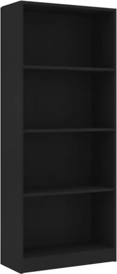 VidaXL -Boekenkast-met-4-schappen-60x24x142-cm-bewerkt-hout-zwart - Foto 2